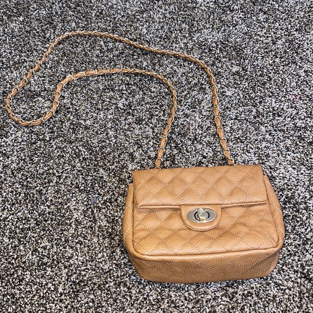 Tan Purse With Gold Embellishments